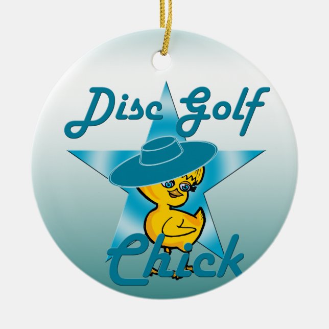 Ornamento De Cerâmica Pintinho de Golf de Disco nº 7 (Frente)