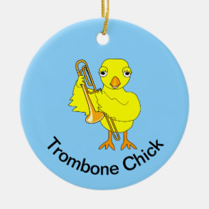 Ornamento De Cerâmica Pintinho Trombone