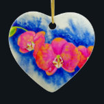 Ornamento De Cerâmica Pintor de orquídeas cor-de-rosa-laranja romântico<br><div class="desc">lindas flores tropicais cor-de-rosa. Pintor de orquídea rosa-romântico por H Cooper</div>