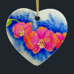 Ornamento De Cerâmica Pintor de orquídeas cor-de-rosa-laranja romântico<br><div class="desc">lindas flores tropicais cor-de-rosa. Pintor de orquídea rosa-romântico por H Cooper</div>