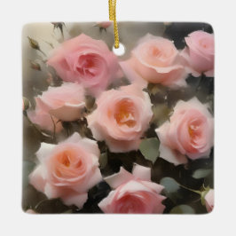 Ornamento De Cerâmica pintura a aquarela de rosas rosa bonito