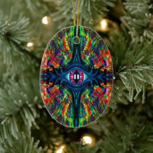 Ornamento De Cerâmica Pintura com torção de olhos e trippy