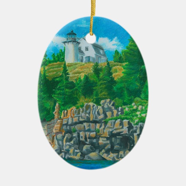 Ornamento De Cerâmica Pintura da Luz da Ilha Bear (Frente)