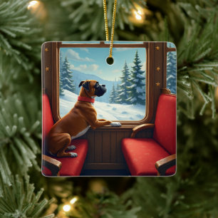 Ornamento De Cerâmica Pintura da Viagem de Trem na Véspera de Natal do B
