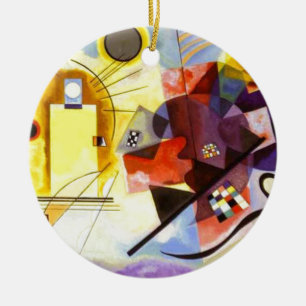 Ornamento De Cerâmica Pintura de Abstrato Amarelo Azul Kandinsky