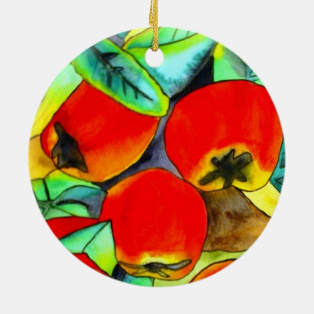 Ornamento De Cerâmica Pintura de água das Maçãs Vermelhas (Traseira)