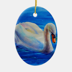 Ornamento De Cerâmica Pintura de aquarela branca elegante