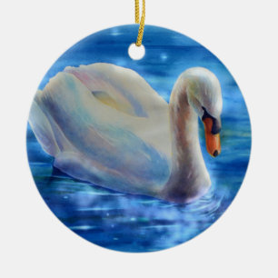 Ornamento De Cerâmica Pintura de aquarela branca elegante