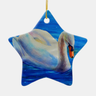 Ornamento De Cerâmica Pintura de aquarela branca elegante