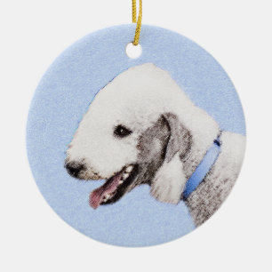 Ornamento De Cerâmica Pintura de Bedlington Terrier - Arte original de c