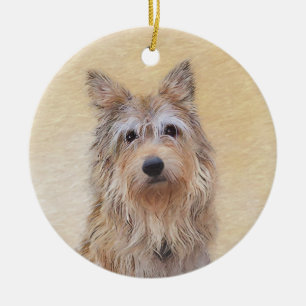 Ornamento De Cerâmica Pintura de Berger Picard - Arte de Cão Original B