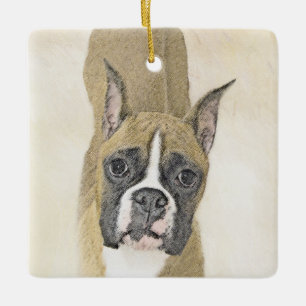 Ornamento De Cerâmica Pintura de Boxer - Arte de Cachorro Original Bonit