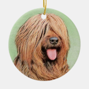 Ornamento De Cerâmica Pintura de Briard - Arte de Cachorro Original Boni