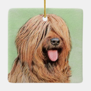 Ornamento De Cerâmica Pintura de Briard - Arte de Cachorro Original Boni