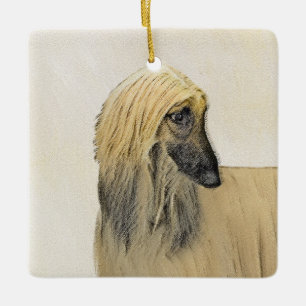 Ornamento De Cerâmica Pintura de Cachorro Afegão - Arte de Cachorro Ori