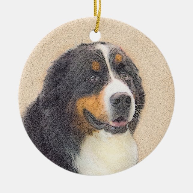 Ornamento De Cerâmica Pintura de Cachorro de Montanha Bernese - Arte Ori (Frente)