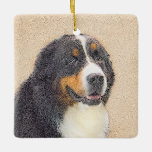 Ornamento De Cerâmica Pintura de Cachorro de Montanha Bernese - Arte Ori