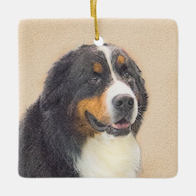 Ornamento De Cerâmica Pintura de Cachorro de Montanha Bernese - Arte Ori (Frente)