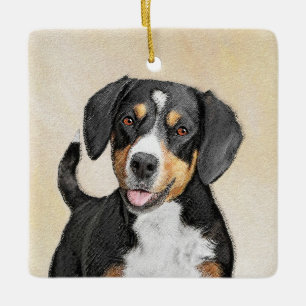 Ornamento De Cerâmica Pintura de Cachorro de Montanha Entlebucher - Arte