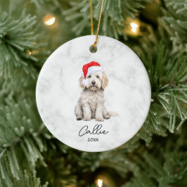 Ornamento De Cerâmica Pintura de Cachorro em Aquarela Creme Parti Golden
