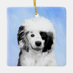 Ornamento De Cerâmica Pintura de Cachorro Português - Arte Original de 