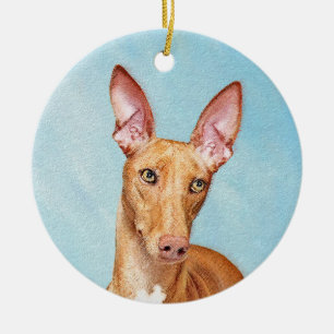 Ornamento De Cerâmica Pintura De Cão Faraó - Arte De Cão Original