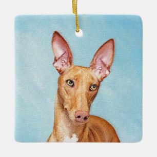 Ornamento De Cerâmica Pintura De Cão Faraó - Arte De Cão Original
