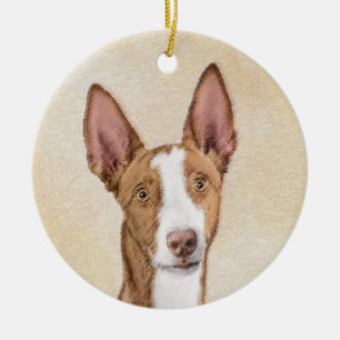 Ornamento De Cerâmica Pintura de Cão Ibizan - Arte Cão Original Bonita