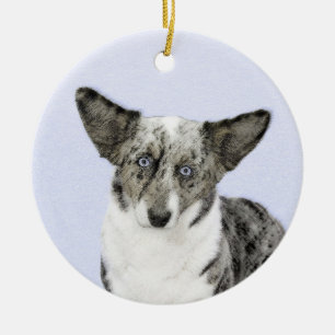 Ornamento De Cerâmica Pintura de Cardigan Welsh Corgi - Arte Original pa