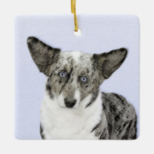 Ornamento De Cerâmica Pintura de Cardigan Welsh Corgi - Arte Original pa