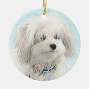 Ornamento De Cerâmica Pintura de Coton de Tulear - Arte de Cão Original