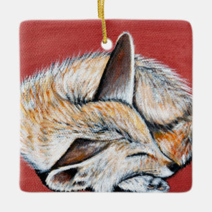 Ornamento De Cerâmica Pintura de Fennec Fox com Sono