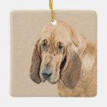 Ornamento De Cerâmica Pintura de galhões - Arte de Cachorro Original<br><div class="desc">Retrato de cão de caça, pintura original. Nós nos especializamos em arte original engraçada e engraçada. Comprar isso para você mesmo ou como um presente de excelente para seus amigos amantes do Bloodhound. Seja criativo - clique em PERSONALIZAR para adicionar/remover/alterar texto, redimensionar a imagem, alterar as cores ou qualquer outra...</div>