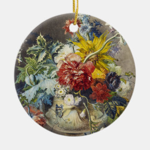 Ornamento De Cerâmica Pintura de Jardim Botânico Floral Elegante Vintage