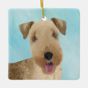 Ornamento De Cerâmica Pintura de Lakeland Terrier - Arte de Cachorro Ori