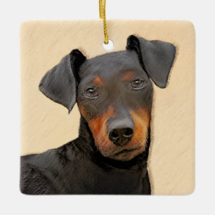 Ornamento De Cerâmica Pintura de Manchester Terrier Arte Animal Original