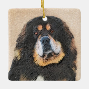 Ornamento De Cerâmica Pintura de Mastiff Tibetano - Arte de Cachorro Ori