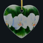Ornamento De Cerâmica Pintura de orquídea branca Elegante tropical<br><div class="desc">pintura orquídea romântica elegante branca e romântica de H cooper</div>