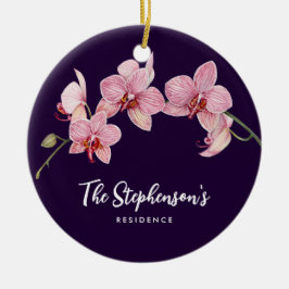 Ornamento De Cerâmica Pintura de Orquídeas Rosa-Mola com Aquarela