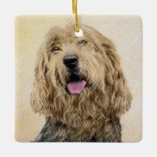 Ornamento De Cerâmica Pintura De Otterhound - Arte De Cão Original Boni
