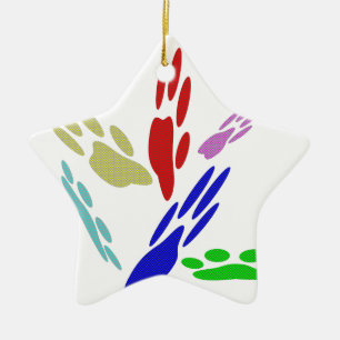 Ornamento De Cerâmica Pintura De Pata De Cachorro Com Bolinhas