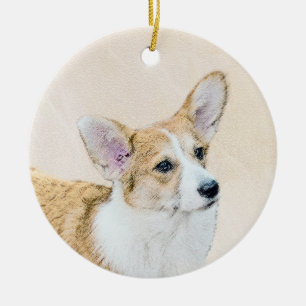 Ornamento De Cerâmica Pintura de Pembroke Welsh Corgi - Arte Original pa