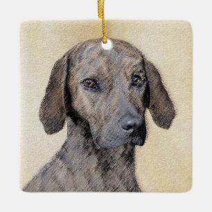 Ornamento De Cerâmica Pintura de Plott - Arte de Cão Original Bonita
