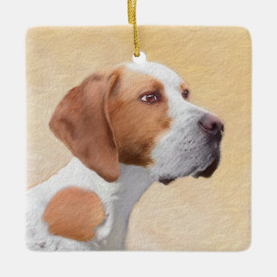 Ornamento De Cerâmica Pintura de Ponteiro - Arte de Cão Original Bonita