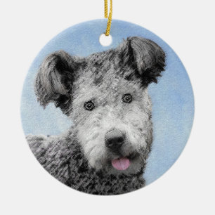 Ornamento De Cerâmica Pintura De Pumi - Arte De Cão Original Bonita