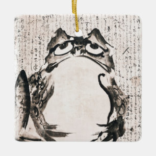 Ornamento De Cerâmica pintura de sapo japonês canvas vintage