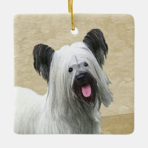 Ornamento De Cerâmica Pintura de Skye Terrier - Arte de Cachorro Origina