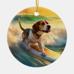 Ornamento De Cerâmica Pintura de Surf da Praia Beagle