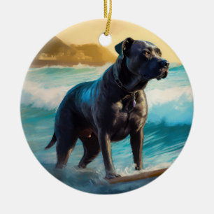 Ornamento De Cerâmica Pintura de Surfe na Praia do Cane Corso