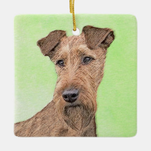 Ornamento De Cerâmica Pintura de Terrier irlandesa - Arte de cachorro or